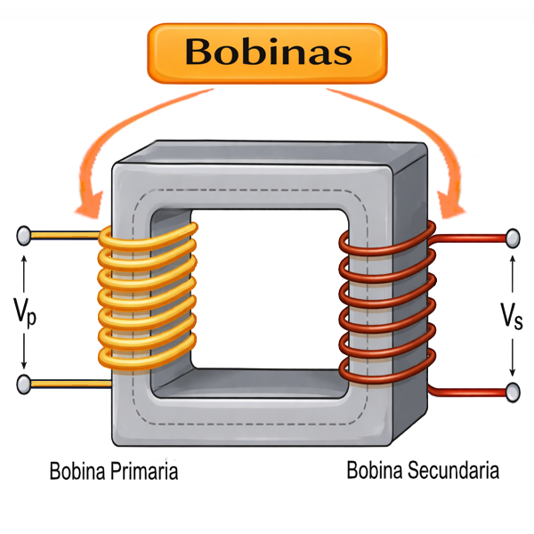Bobinas de un transformador eléctrico